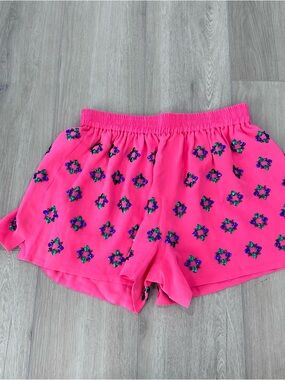 Rhode resort silk rhinestone embellished shorts pink small